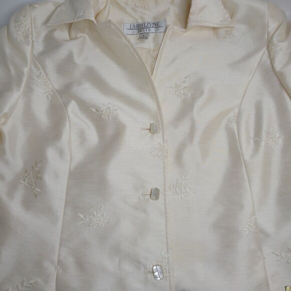 Larry Levine Embroidered Floral Midi Skirt Suit Women's Size 8-Lined-Back Slit - Picture 13 of 14